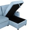 80.3" Orisfur. Pull Out Sofa Bed Modern Padded Upholstered Sofa Bed , Linen Fabric 3 Seater Couch with Storage Chaise and Cup Holder , Small Couch for