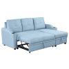 80.3" Orisfur. Pull Out Sofa Bed Modern Padded Upholstered Sofa Bed , Linen Fabric 3 Seater Couch with Storage Chaise and Cup Holder , Small Couch for