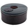 6 Pieces Outdoor Sectional Half Round Patio Rattan Sofa Set, PE Wicker Conversation Furniture Set/One Storage Side Table for Umbrella and One Multifun