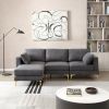 ADF Living Room Furniture Modern Leisure L Shape Couch Dark Grey Fabric