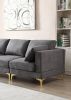 ADF Living Room Furniture Modern Leisure L Shape Couch Dark Grey Fabric