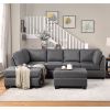 104.5" Reversible Sectional Sofa Space Saving with Storage Ottoman Rivet Ornament L-shape Couch for Small or Large Space Dorm Apartment,Gray(old SG000