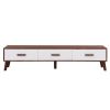 U-Can Modern TV Stand with 3 Drawers Adorned with Embossed Patterns for 65+ Inch TV, Rectangle Entertainment Center with Ample Storage Space for Livin