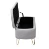 Grey Storage Ottoman Bench for End of Bed Gold Legs, Modern Grey Faux Fur Entryway Bench Upholstered Padded with Storage for Living Room Bedroom
