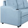 80.3" Orisfur. Pull Out Sofa Bed Modern Padded Upholstered Sofa Bed , Linen Fabric 3 Seater Couch with Storage Chaise and Cup Holder , Small Couch for