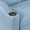 80.3" Orisfur. Pull Out Sofa Bed Modern Padded Upholstered Sofa Bed , Linen Fabric 3 Seater Couch with Storage Chaise and Cup Holder , Small Couch for