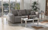 ON-TREND Fashionable Modern Glass Mirrored Coffee Table Set of 3, Easy Assembly Crystal Design Cocktail Table with 2 End Tables for Apartment Home Off