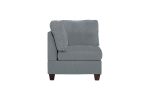 Modular Sectional 6pc Set Living Room Furniture L-Sectional Grey Linen Like Fabric 2x Corner Wedge 2x Armless Chairs and 2x Ottomans