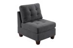 Modular Sofa Set 6pc Set Living Room Furniture Sofa Loveseat Tufted Couch Nail heads Gray Linen Like Fabric 4x Corner Wedge 1x Armless Chair and 1x Ot