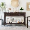 TREXM Classic Retro Style Console Table with Three Top Drawers and Open Style Bottom Shelf, Easy Assembly (Espresso)