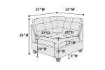 Modular Sectional 6pc Set Living Room Furniture Corner Sectional Tufted Nail heads Couch Black Coffee Linen Like Fabric 3x Corner Wedge 2x Armless Cha