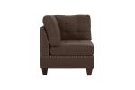 Contemporary Modular Sectional 8pc Set Living Room Furniture Corner L-Sectional Black Coffee Linen Like Fabric Tufted Nail heads 3x Corner Wedge 3x Ar