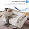 U-style Upholstered Modular Sofa with USB Charge Ports,Wireless Charging and Built-in Bluetooth Speaker in Arm,Sectional sofa for Living Room Apartmen