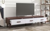 U-Can Modern TV Stand with 3 Drawers Adorned with Embossed Patterns for 65+ Inch TV, Rectangle Entertainment Center with Ample Storage Space for Livin