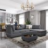104.5" Reversible Sectional Sofa Space Saving with Storage Ottoman Rivet Ornament L-shape Couch for Small or Large Space Dorm Apartment,Gray(old SG000
