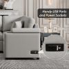 87.4" L-shape Sofa Bed Pull-out Sleeper Sofa with Wheels, USB Ports, Power Sockets for Living Room, Grey