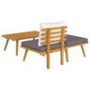 3 Piece Patio Lounge Set with Cushions Solid Acacia Wood