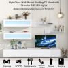 ON-TREND Wall Mount Floating TV Stand with Four Media Storage Cabinets and Two Shelves, Modern High Gloss Entertainment Center for 95+ Inch TV, 16-col