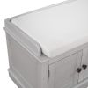 TREXM Storage Bench with 4 Doors and Adjustable Shelves, Shoe Bench with Removable Cushion for Living Room, Entryway (Gray Wash)