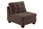 Modular Sectional 6pc Set Living Room Furniture U-Sectional Tufted Nail heads Couch Black Coffee Linen Like Fabric 2x Corner Wedge 2x Armless Chairs a