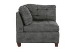 Living Room Furniture Antique Grey Modular Sectional 7pc Set Breathable Leatherette Tufted Couch 2x Corner Wedge 3x Armless Chairs and 2x Ottoman L-Sh