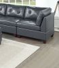 Contemporary Genuine Leather 1pc Corner Wedge Black Color Tufted Seat Living Room Furniture