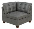 Living Room Furniture Antique Grey Modular Sectional 7pc Set Breathable Leatherette Tufted Couch 2x Corner Wedge 3x Armless Chairs and 2x Ottoman L-Sh