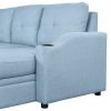 80.3" Orisfur. Pull Out Sofa Bed Modern Padded Upholstered Sofa Bed , Linen Fabric 3 Seater Couch with Storage Chaise and Cup Holder , Small Couch for
