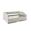 Queen Size Daybed with Two Drawers Trundle Upholstered Tufted Sofa Bed, Linen Fabric, Beige (88"x64.5"x34")