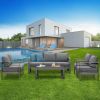 Grey Triple Small Couches Comfy Sofa Patio Furniture Witn Aluminum Frame Outdoor