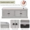 TREXM Storage Bench with 4 Doors and Adjustable Shelves, Shoe Bench with Removable Cushion for Living Room, Entryway (Gray Wash)