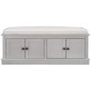 TREXM Storage Bench with 4 Doors and Adjustable Shelves, Shoe Bench with Removable Cushion for Living Room, Entryway (Gray Wash)
