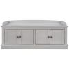 TREXM Storage Bench with 4 Doors and Adjustable Shelves, Shoe Bench with Removable Cushion for Living Room, Entryway (Gray Wash)