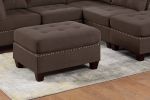 Contemporary Modular Sectional 8pc Set Living Room Furniture Corner L-Sectional Black Coffee Linen Like Fabric Tufted Nail heads 3x Corner Wedge 3x Ar