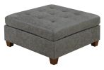 Living Room Furniture Antique Grey Modular Sectional 7pc Set Breathable Leatherette Tufted Couch 2x Corner Wedge 3x Armless Chairs and 2x Ottoman L-Sh