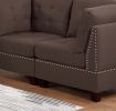 Contemporary Modular Sectional 7pc Set Living Room Furniture Corner L-Sectional Black Coffee Linen Like Fabric Tufted Nail heads 2x Corner Wedge 3x Ar