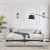 Queen Size Daybed with Drawers Upholstered Tufted Sofa Bed,,with Button on Back and Copper Nail on Waved Shape Arms, Beige (84.5"x63.5"x26.5")