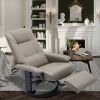 Faux Leather Manual Recliner,Adjustable Swivel Lounge Chair with Footrest,Can Rotate 360 Degrees,L-right Angle Curved Wooden Frame, Armrest and Wrappe