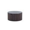 Handmade Round Coffee Table side Table End Table, Fraxinus mandshurica +MDF, Smoky Color, 27.55inch *13.77inch