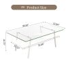 Rectangle Coffee Table, Tempered Glass Tabletop with White Metal Legs, Modern Table for Living Room , Transparent Glass
