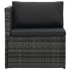 5 Piece Patio Lounge Set with Cushions Poly Rattan Gray
