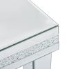 ON-TREND Fashionable Modern Glass Mirrored Coffee Table Set of 3, Easy Assembly Crystal Design Cocktail Table with 2 End Tables for Apartment Home Off