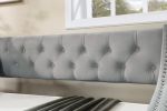 Twin Size Upholstered Daybed with Trundle,Sturdy Wood Bedframe w/ Bedframe Tufted Button & Copper Nail on Arms Design,Perfect for Bedroom,Guest Room F
