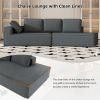 125" Stylish Chaise Lounge Modern Indoor Lounge Sofa Sleeper Sofa with Clean Lines for Living Room, Grey