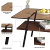 Rectangle Coffee Table, Tempered Glass Tabletop with Black Metal Legs, Modern Table for Living Room , Brown Glass
