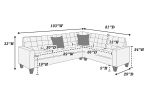 Modular Sectional Espresso Faux Leather 4pcs Sectional Sofa LAF And RAF Loveseats Corner Wedge Armless Chair Tufted Cushion Couch