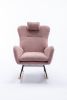 35.5 inch Rocking Chair, Soft Teddy Velvet Fabric Rocking Chair for Nursery, Comfy Wingback Glider Rocker with Safe Solid Wood Base for Living Room Be