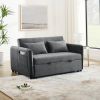 Convertible Sofa Bed, 3-in-1 Versatile Velvet Double Sofa with Pullout Bed, Seat with Adjustable Backrest, Lumbar Pillows, and Living Room Side Pocket