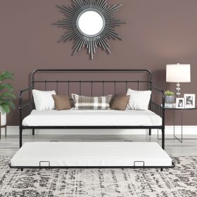 Metal Frame Daybed with trundle (Color: as Pic)