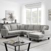 Modern U Shape Sectional Sofa, 7 Seat Fabric Sectional Sofa Set with 3 Pillows Included for Living Room, Apartment, O